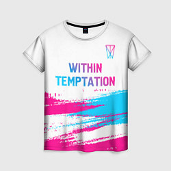 Женская футболка Within Temptation neon gradient style: символ свер