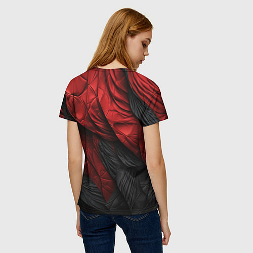 Женская футболка Red black texture / 3D-принт – фото 4