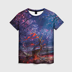 Женская футболка Магический лес при луне