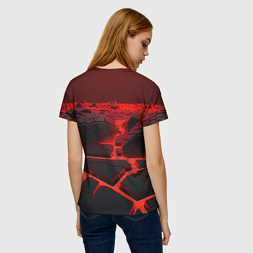 Женская футболка CS GO red neon texture / 3D-принт – фото 4