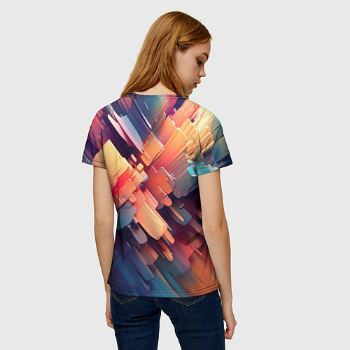 Женская футболка Цветная абстракция каменных сланцев / 3D-принт – фото 4
