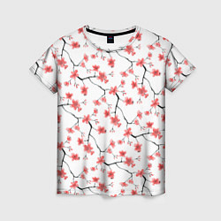 Женская футболка Акварельные цветы сакуры паттерн