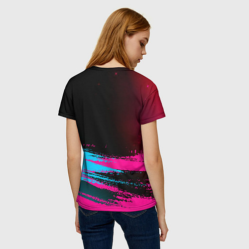 Женская футболка Ford - neon gradient: символ сверху / 3D-принт – фото 4