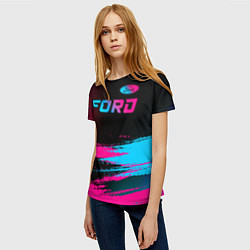 Футболка женская Ford - neon gradient: символ сверху, цвет: 3D-принт — фото 2