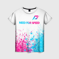 Женская футболка Need for Speed neon gradient style: символ сверху