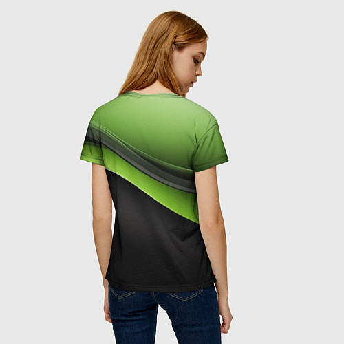 Женская футболка Black green abstract / 3D-принт – фото 4