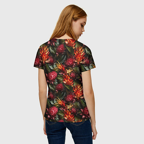 Женская футболка Тропические цветы / 3D-принт – фото 4