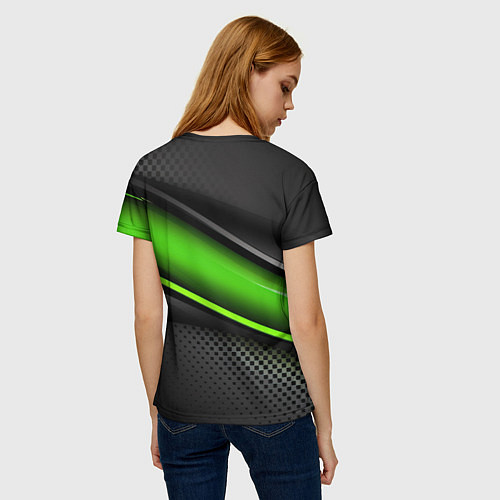 Женская футболка Зеленая объемная полосы / 3D-принт – фото 4