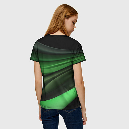 Женская футболка Темная зеленая текстура / 3D-принт – фото 4
