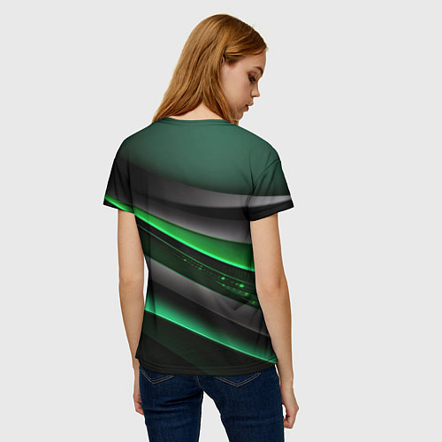 Женская футболка Black green line / 3D-принт – фото 4