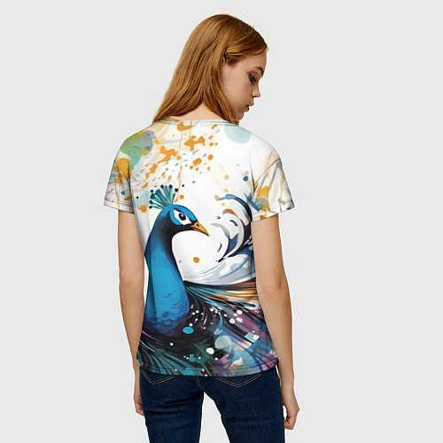 Женская футболка Краски, павлин / 3D-принт – фото 4