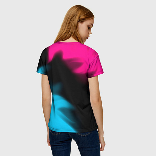 Женская футболка Jaguar - neon gradient: надпись, символ / 3D-принт – фото 4