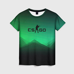 Женская футболка CS GO green black background