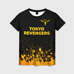 Женская футболка Tokyo Revengers - gold gradient: символ сверху