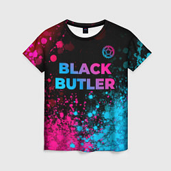 Футболка женская Black Butler - neon gradient: символ сверху, цвет: 3D-принт