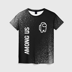 Женская футболка Among Us glitch на темном фоне: надпись, символ
