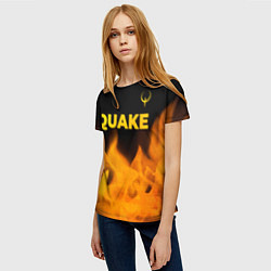 Футболка женская Quake - gold gradient: символ сверху, цвет: 3D-принт — фото 2