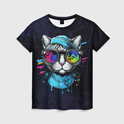 Женская футболка Cat color