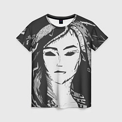 Женская футболка Девушка стилизация тёмно-серый