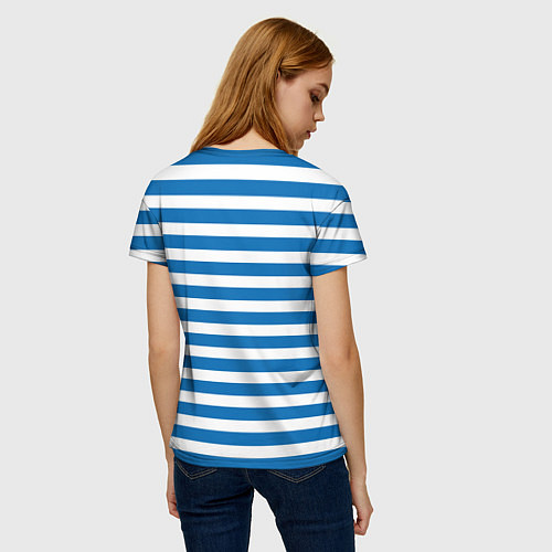 Женская футболка Тельняшка синяя - логотип вдв / 3D-принт – фото 4