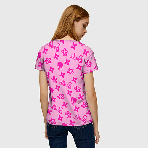 Женская футболка Барби паттерн розовый / 3D-принт – фото 4