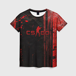 Женская футболка CS GO black red brushes