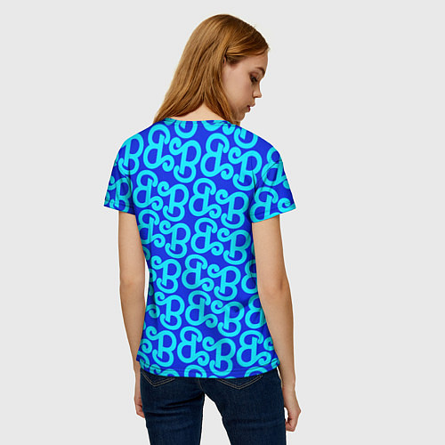 Женская футболка Логотип Барби - синий паттерн / 3D-принт – фото 4