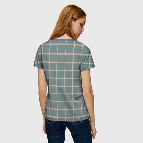 Женская футболка Клетка сер-зелёный / 3D-принт – фото 4