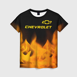 Женская футболка Chevrolet - gold gradient: символ сверху