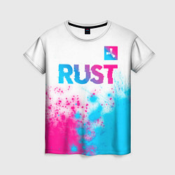 Женская футболка Rust neon gradient style: символ сверху