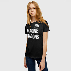 Футболка женская Imagine Dragons glitch на темном фоне: символ свер, цвет: 3D-принт — фото 2