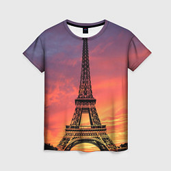 Женская футболка Эйфелева башня - закат