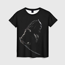 Женская футболка Хищник на черном фоне
