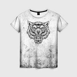 Женская футболка Черно-белый яростный волк