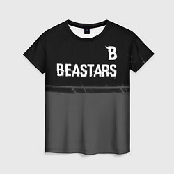 Женская футболка Beastars glitch на темном фоне: символ сверху