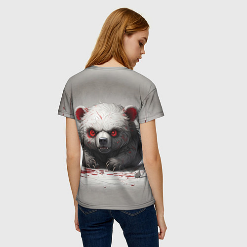 Женская футболка Агрессивный медвежонок / 3D-принт – фото 4