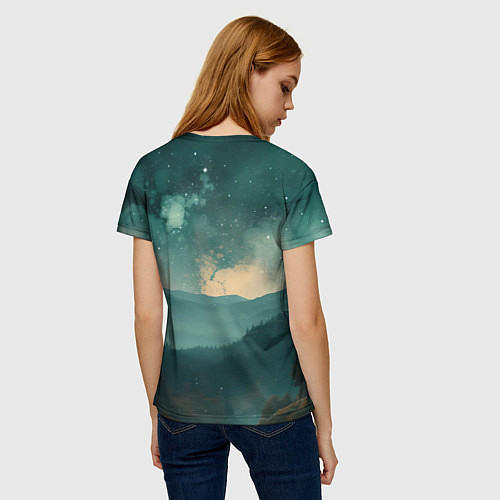 Женская футболка Космическая ночь в горах / 3D-принт – фото 4