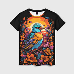 Женская футболка Тропическая птица и листья