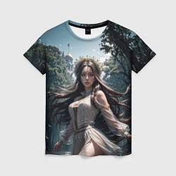 Женская футболка Русская красивая девушка на природе