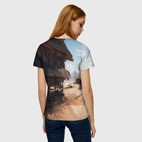 Женская футболка Девушка в стиле киберпанк / 3D-принт – фото 4