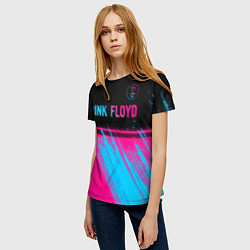 Футболка женская Pink Floyd - neon gradient: символ сверху, цвет: 3D-принт — фото 2