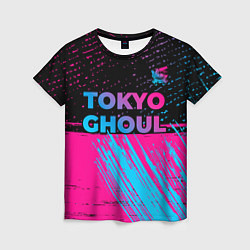 Женская футболка Tokyo Ghoul - neon gradient: символ сверху