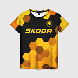 Женская футболка Skoda - gold gradient: символ сверху