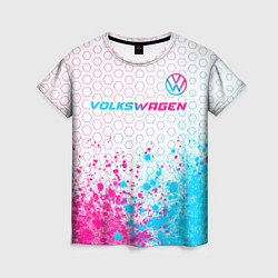 Женская футболка Volkswagen neon gradient style: символ сверху