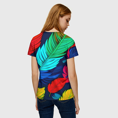 Женская футболка Яркие перья / 3D-принт – фото 4