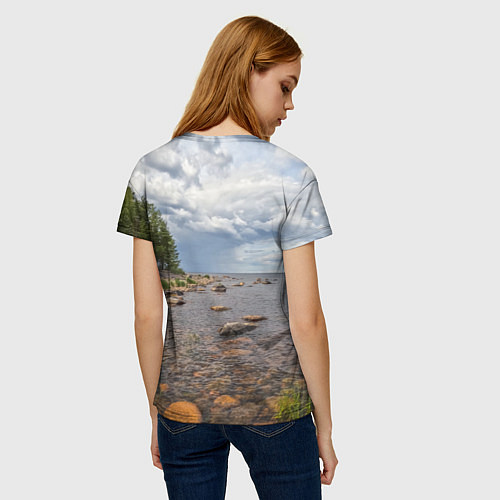Женская футболка Лодка на Ладоге / 3D-принт – фото 4