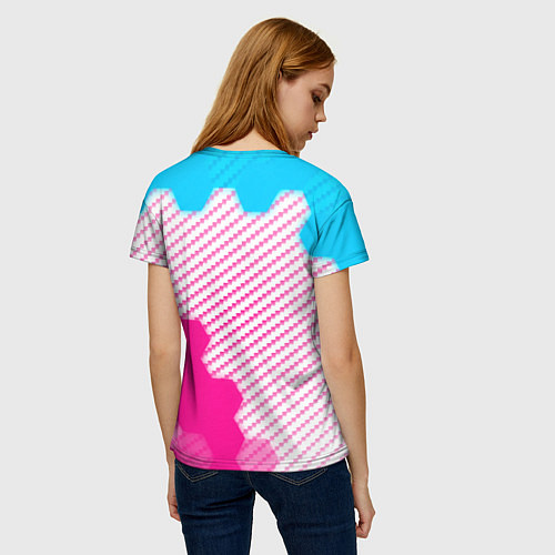 Женская футболка Fiat neon gradient style: надпись, символ / 3D-принт – фото 4