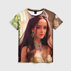 Женская футболка Девушка принцесса в алмазных украшениях