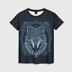 Женская футболка Волк, векторный орнаментализм