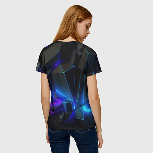 Женская футболка Неоновые частицы / 3D-принт – фото 4